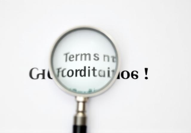 Magnifying glass over a detailed commercial terms and conditions page
